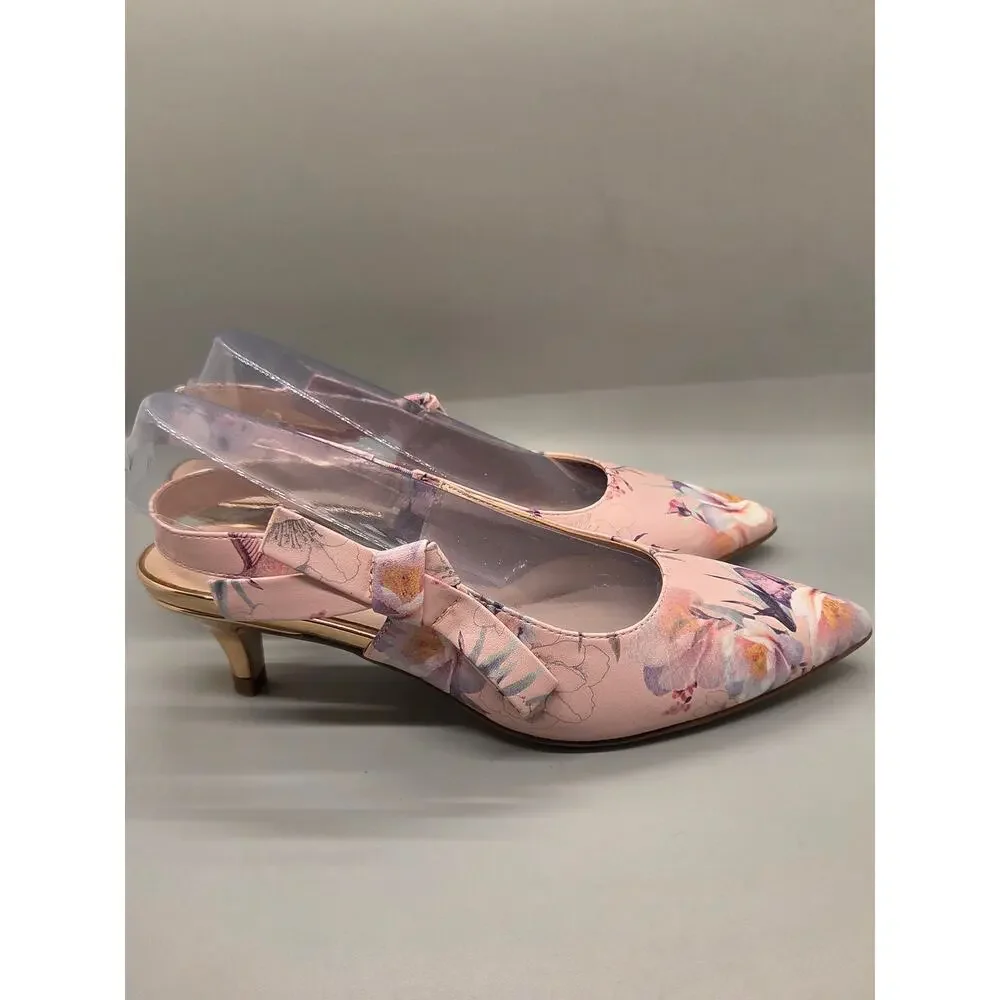 Nanette Lepore Rhona slingback kitten heels in a pink floral Size 6M